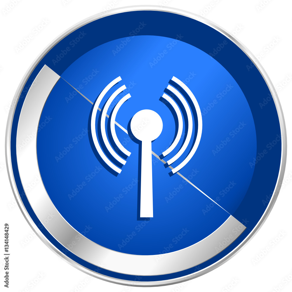 Poster wifi silver metallic web and mobile phone vector icon