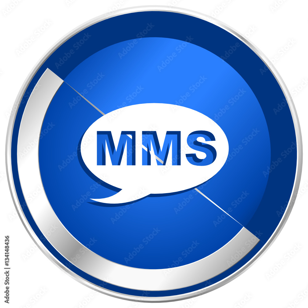 Poster mms silver metallic web and mobile phone vector icon.
