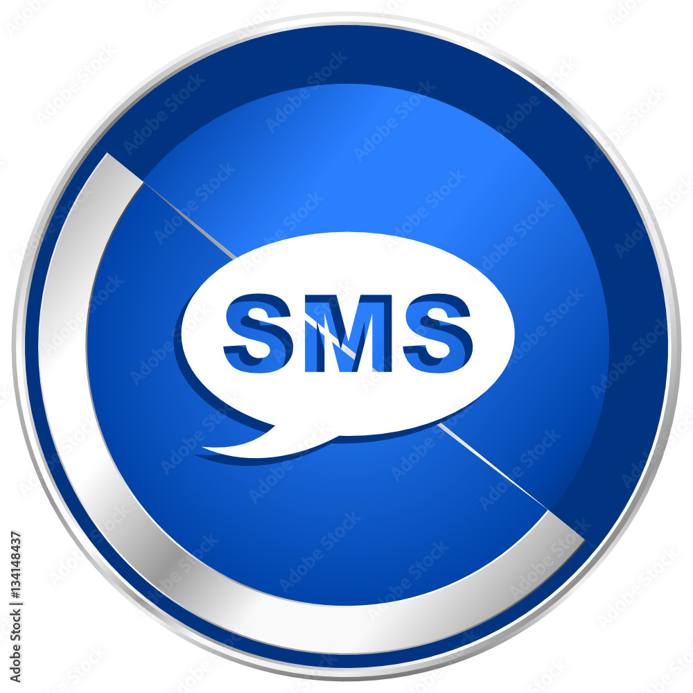 Poster sms silver metallic web and mobile phone vector icon.