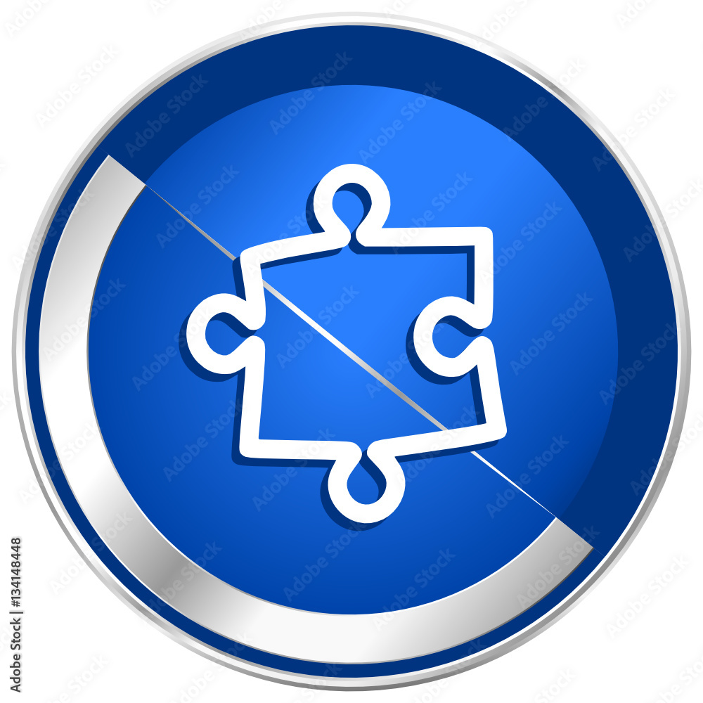 Poster puzzle silver metallic web and mobile phone vector icon.