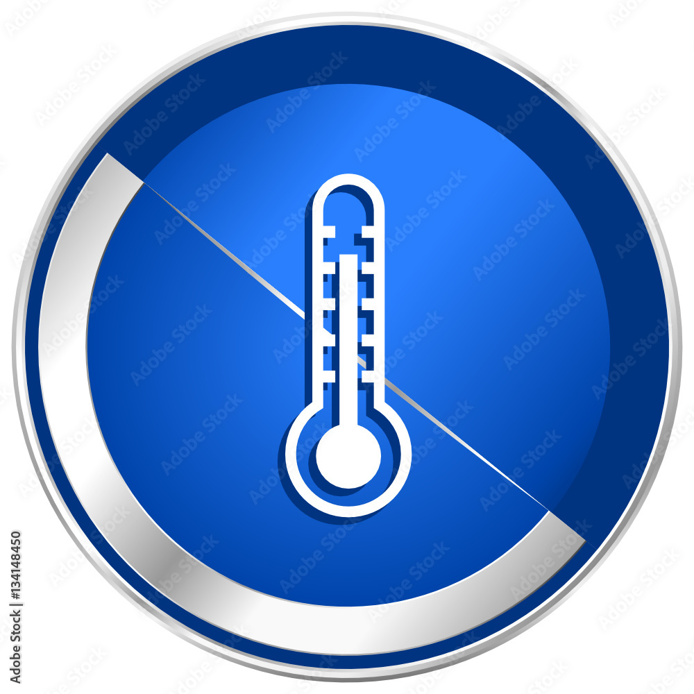 Poster thermometer silver metallic web and mobile phone vector icon