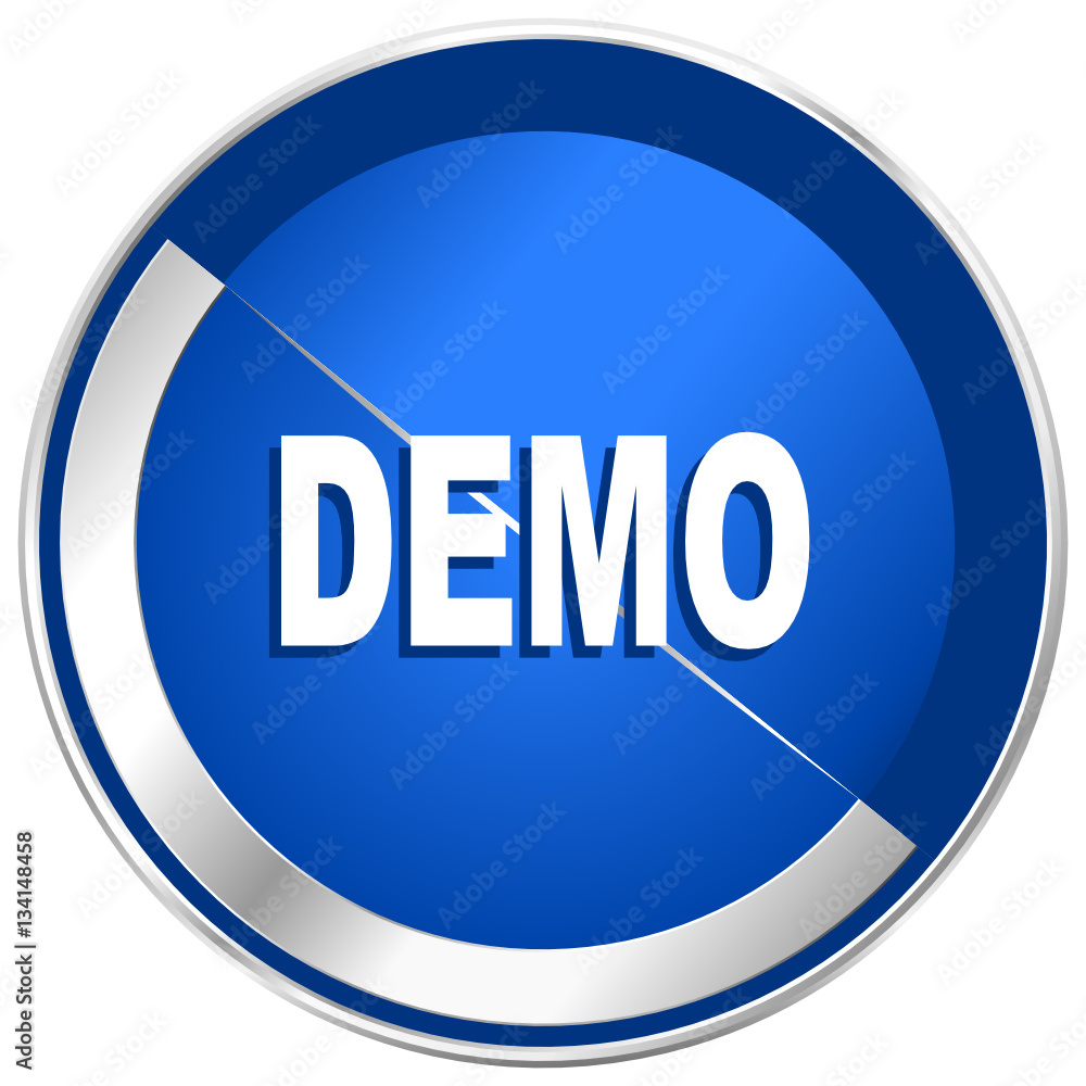 Poster demo silver metallic web and mobile phone vector icon.