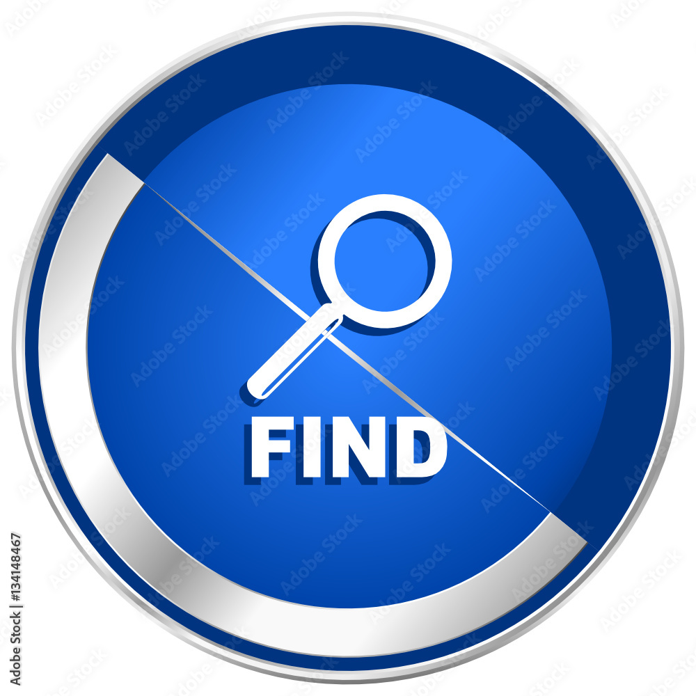 Poster find silver metallic web and mobile phone vector icon.