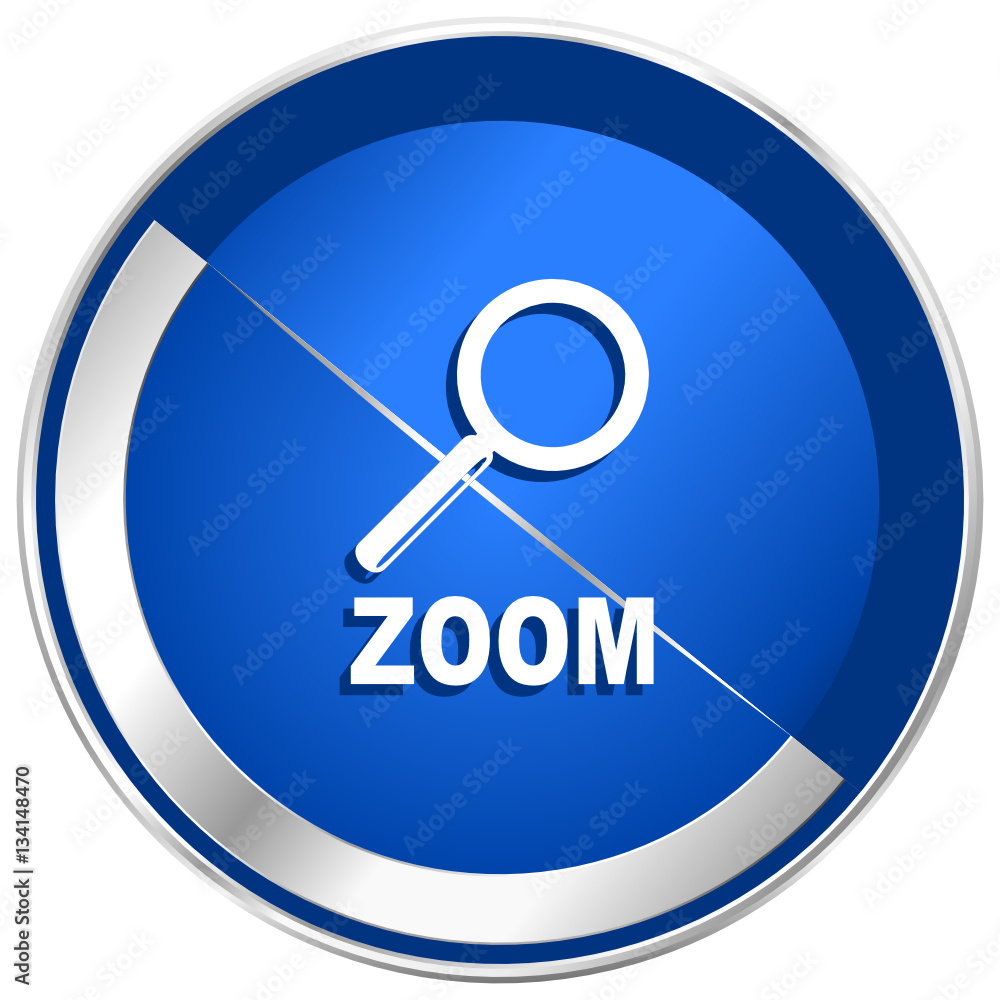 Poster zoom silver metallic web and mobile phone vector icon.