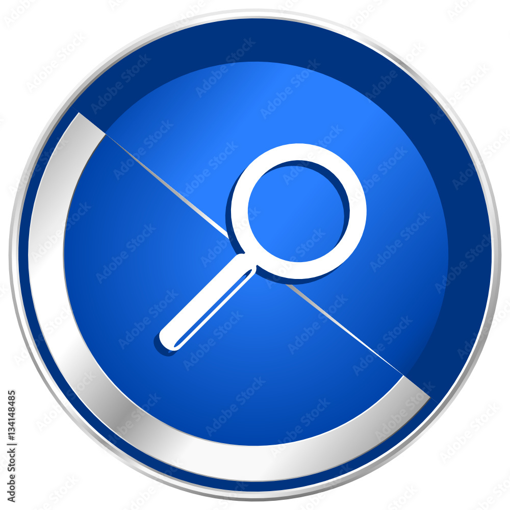 Poster search silver metallic web and mobile phone vector icon.