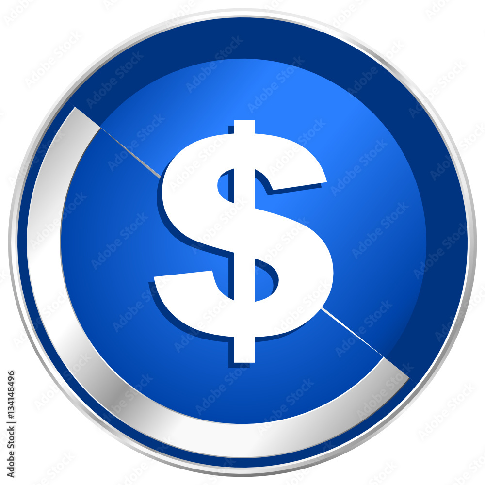 Poster dollar silver metallic web and mobile phone vector icon.