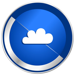 Cloud silver metallic web and mobile phone vector icon
