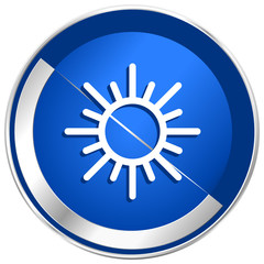 Sun silver metallic web and mobile phone vector icon
