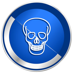 Skull silver metallic web and mobile phone vector icon

