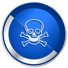 Skull silver metallic web and mobile phone vector icon