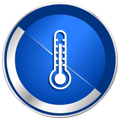 Thermometer silver metallic web and mobile phone vector icon