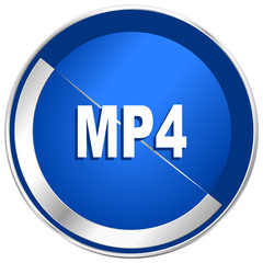 MP4 silver metallic web and mobile phone vector icon.