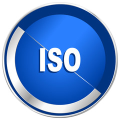 ISO silver metallic web and mobile phone vector icon.
