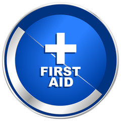 First aid silver metallic web and mobile phone vector icon.