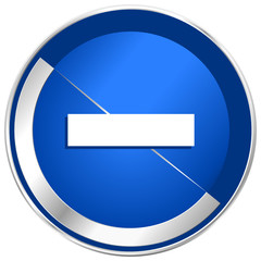 Minus silver metallic web and mobile phone vector icon.