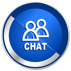 Chat silver metallic web and mobile phone vector icon.