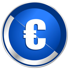 Euro silver metallic web and mobile phone vector icon.