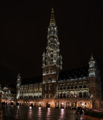 Fototapeta na wymiar City Hall in Brussels, in the dark.