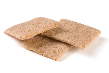Three crisp bread isolated on white background