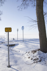 Winter landscape and sunny weather
