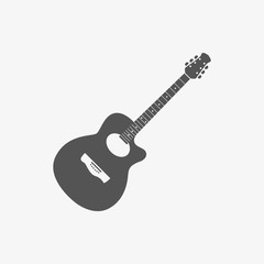 Acoustic guitar sign icon. Music symbol icon stock vector illustration flat design