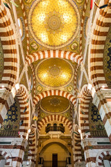 Fototapeta na wymiar Interior of Notre-Dame de la Garde basilica in Marseille, France