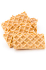 Waffle with crem isolated on white background.