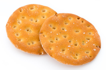 Short pastry cookies isolated on white background.
