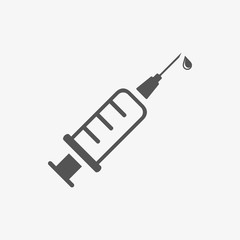 Injection syringe flat icon vector for medical apps and websites