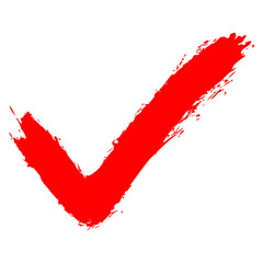 Red check mark sign addition icon - 134150278