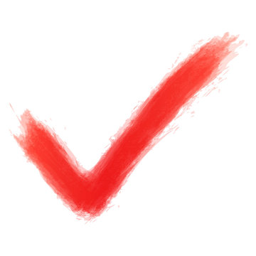Red check mark sign watercolor texture