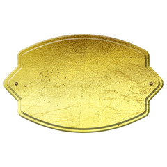 golden metal plate isolated on white