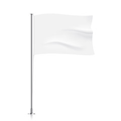 Obraz premium White flag template. Clean horizontal waving flag, isolated on background. Vector flag mockup.