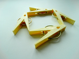 A set of clothespins