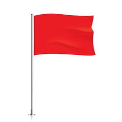 Fotobehang Red flag template. Red horizontal waving flag, isolated on background. Vector flag mockup. © Topuria Design