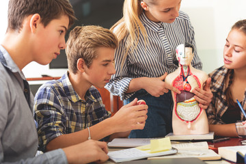 Concentrated pupils at informative school