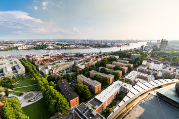 Obraz premium Overlook to the old town part of Hamburg, Germany