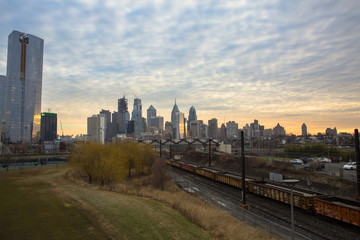 Fototapeta na wymiar City train sunrise
