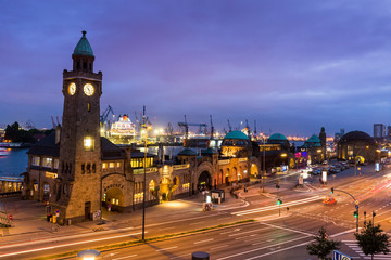 Naklejka na ściany i meble View of the St. Pauli Piers one of Hamburgs major tourist attrac