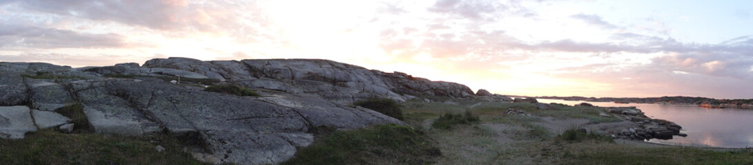 Beautiful sunset panorama near Verdens end in Norway