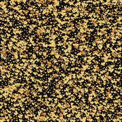Gold gradient hearts confetti. Scattered pattern on black valentine background. Vector illustration.