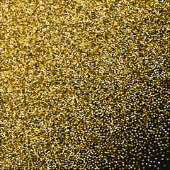Golden glitter made of hearts. Abstract scatter on black valentine background. Vector illustration.