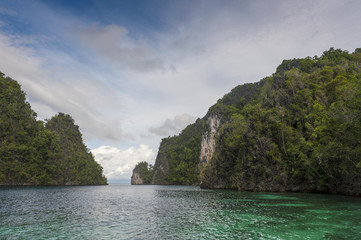 Obraz premium Raja Ampat, Indonesia, is an archipelago comprising over 1,500 small islands comprising hundreds of jungle-covered islands, Raja Ampat is known for its beaches and coral reefs rich with marine life.