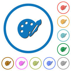 Paint kit icons with shadows and outlines