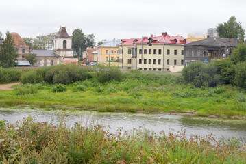 Embankment of Vologda River, Russia.