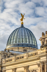 Fototapeta na wymiar Cupola of the Albertinum with the Pheme on top in Dresden