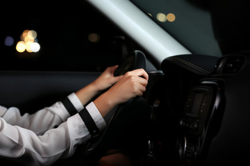 Naklejka premium Businesswoman driving a car