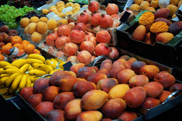 Different fresh fruits in market place