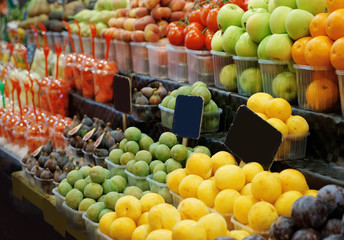 Fresh fruits and vegetables in market