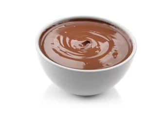Gordijnen Chocolate mousse in dessert bowl on white background © Africa Studio